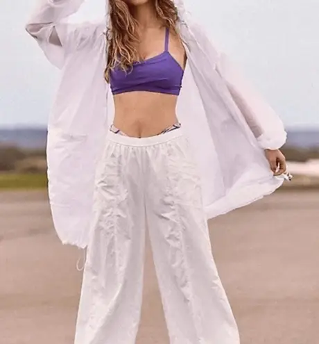 FP Movement Women's Elastic Waist Parachute Activewear Pull On Pants Size XL White