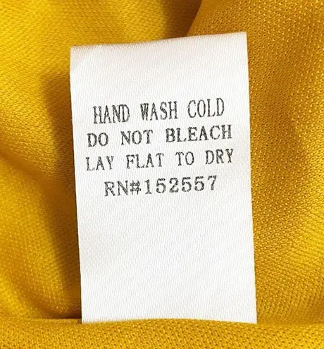 JessaKae Floral Cascading Ruffled Faux Wrap Midi Dress Mustard Blush Size Small Yellow