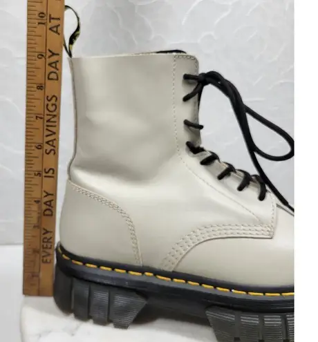 Dr. Martens  Audrick 8-Eye Boots Womens 10 White Calf Leather Lace Up Platform