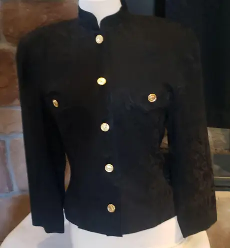 Albert Nipon Boutique silk suit 1980's vintage see beautiful details Black