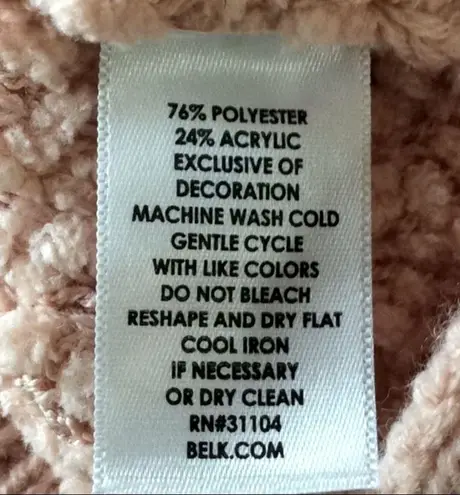 Chunky Peachy Pink Pullover Popcorn Hoodie Sweater Womens Large Hoodie