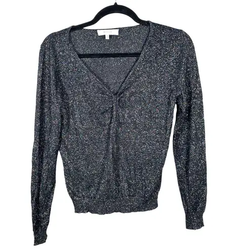 Milly Metallic Woven Fabric Cinch Long Sleeve Blouse Size P US 0-2