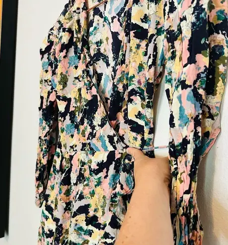 IRO Bloomy Women's Multicolored Floral Mix Printed Wrap Mini Dress Size 36