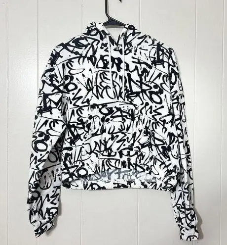 No Comment Hoodie Lightweight Cropped White/Black Size L EUC White Size L