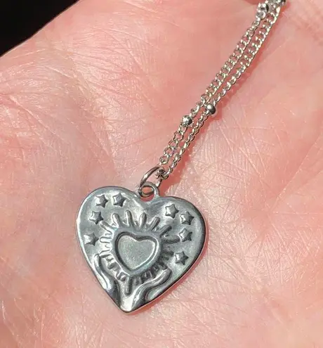 Handmade stainless steel celestial whimsical boho heart necklace🌟