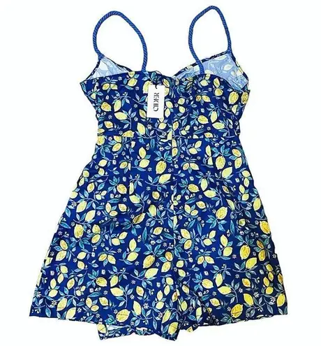 Cider NWT ~ Short Blue with Yellow Lemons Wrap SKORT Dress ~ Women's Size MEDIUM