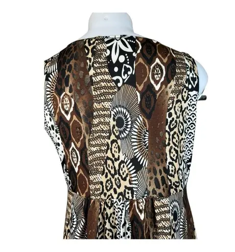 Elementz Maxi Dress Sz M Sleeveless Multi color animal print Brown Beach summer