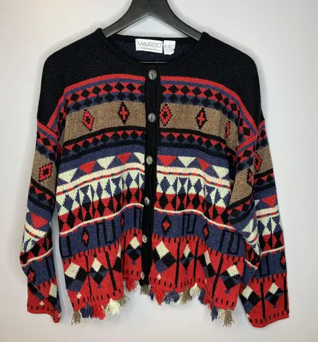 Donna Maurizio Boho Wool Fringe Tassel Sweater