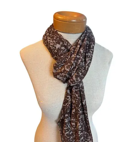 Brown & White Animal Print Scarf Wrap Shawl 38" X 16"