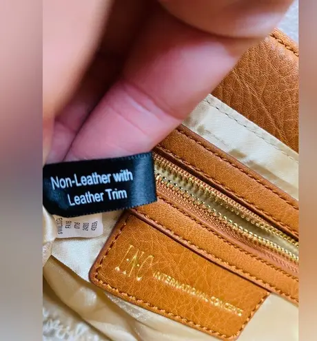 INC International Concepts Willow cognac leather crossbody hippie saddle bag Brown