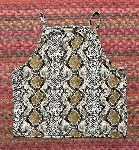 VTG SNAKESKIN HIGH NECK CROP TOP CAMI Brown Size M