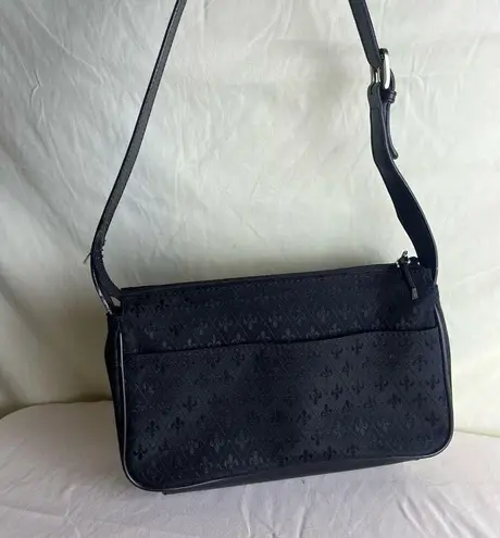 Liz Claiborne Crazy Horse by  Tapestry Bag Shoulder Strap Black Fleur de Lis