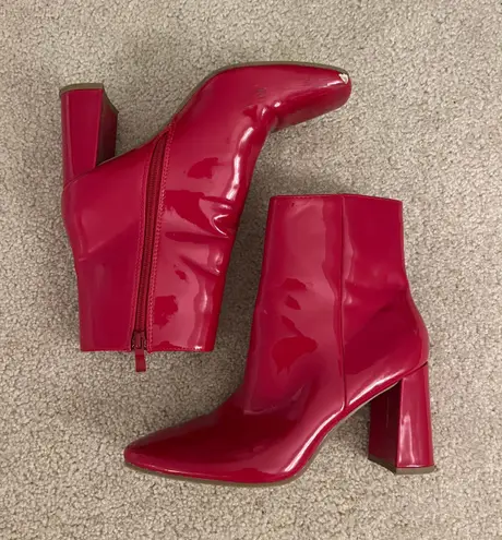 RED GLOSSY BOOTS Size 8.5