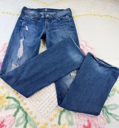 Seven for All Mankind Bootcut Jeans Distressed Blue Denim Size 26
