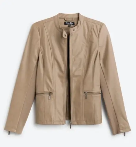 Mo-Ka Tan Faux Leather Jacket