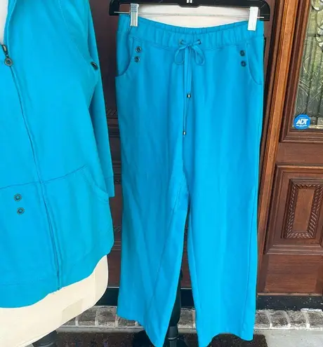 Turquoise Matching Jacket Sweatpants Set Comfy Teal Blue