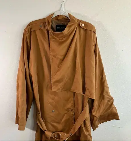 Eloquii Trench Coat Camel Tab Snap Button Front Knee Length Belted Sz 18/20 NWT