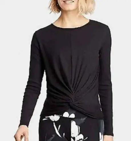 All In Motion NEW Ribbed Twist Front T-Shirt XXL long sleeve black