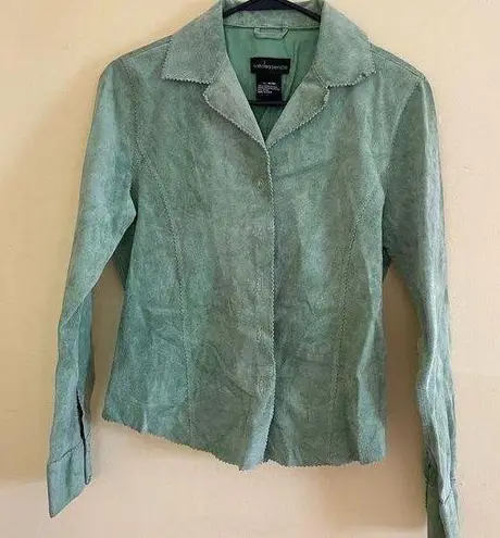 Retro Green Suedessence Leather Button Up Jacket Size undefined - Image 1