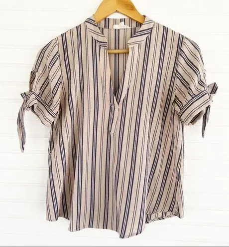 Striped Puff sleeves dressy top Size Small by MINE Pink