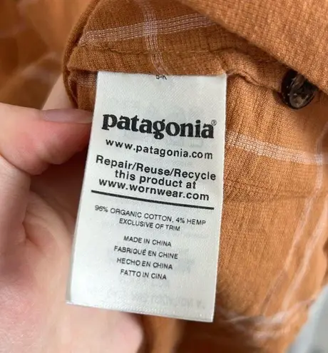 Patagonia  Lightweight A/C Long Button Front Checkered Hemp Cotton Casual Skirt