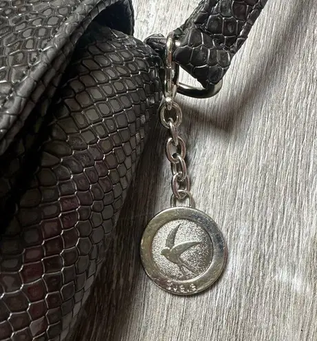 Svala The Tashi Crossbody in Black Embossed Faux Snakeskin