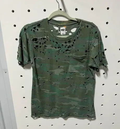 NSF Anderson Crew Tee in Sulphur Stone Camo Size XS Green