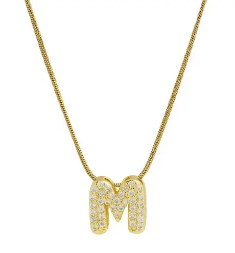 Balloon Zircon Letter M Initial Necklace Gold