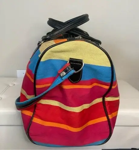 Pineda Covalin Mexico Aztec Multicolor Stripes Canvas Duffle Weekender Bag