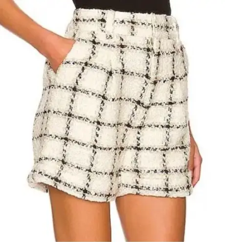 ANINE BING Becky Tweed Short In Beige Plaid