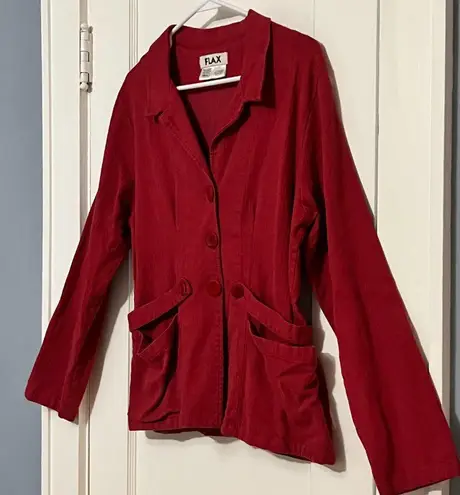 Flax cherry red short lightweight collared button up jacket blazer size small