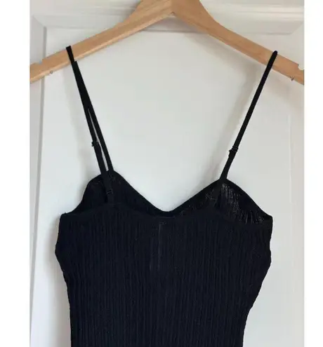 SKIMS Sheer Knit Cami Bodysuit in Onyx, Size Medium