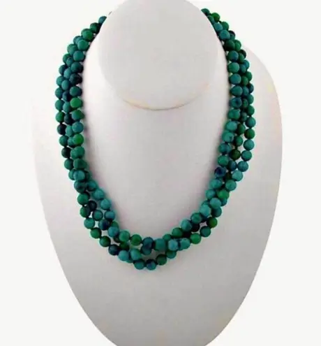 Barse Brand BARSE Genuine Azurite Magnesite Beaded Matte Necklace NWT 60”