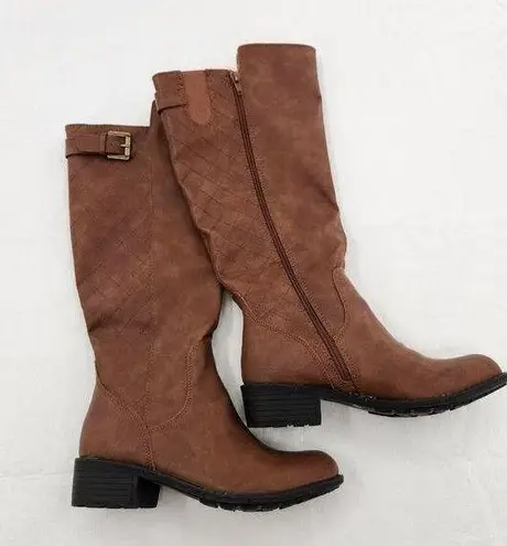 st. john's bay  Womens Duluth Block Heel Riding Boots Cognac 7M