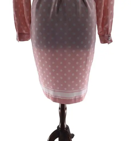 Leslie Fay Vintage Plus Size Pink and White Polka Dot Dress