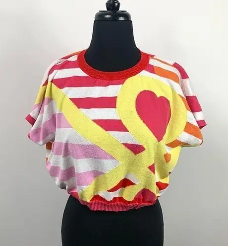 United Colors Of Benetton Stile Benetton Cropped Colorful Abstract Sweater Top