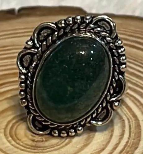 Green Aventurine Ring 925 Stamped