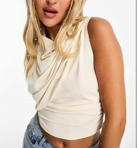 Miss Selfridge / sleeveless drape top / cream / 2