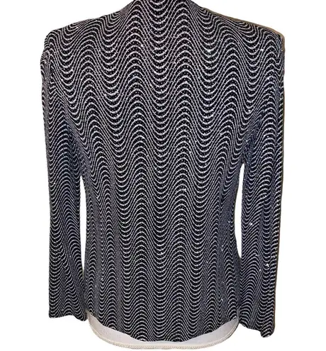 Vintage Y2k 90s Glitter Patterned 2 Piece Tank & Cardigan Set, Black/Silver, S