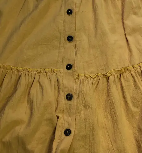 Rotita Mustard Yellow Button Up Sweetheart Neckline Mini Dress