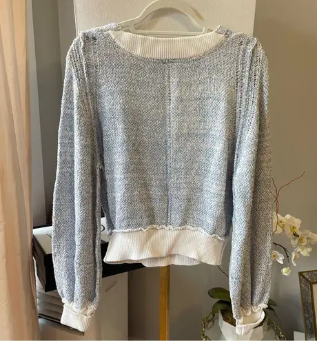 Free People  blue and White sweater