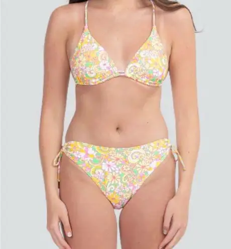 Surf Style Pink and Yellow Floral Bikini Set