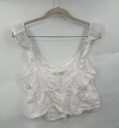 Louna Blouse Women Large White Eyelet Ruffle Shoulder Rent The Runway Cropped