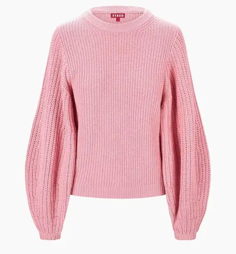 STAUD New! Aura Ribbed Wool-BlendSweater in Damask Pink Sz Small $325