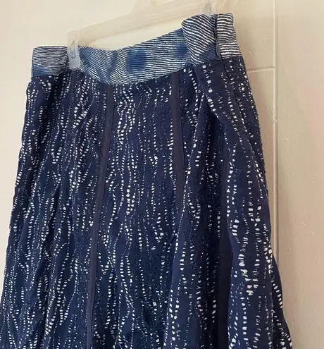 Coldwater Creek Blue midi length skirt ~ embroidery boho bohemian artsy ~ size L