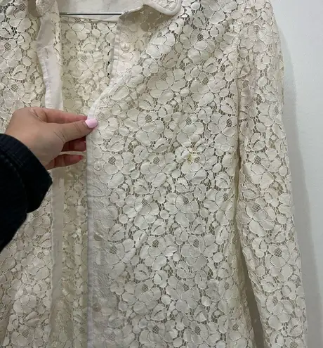 TALULAH Cream Sheer Floral Lace Blouse Size Medium