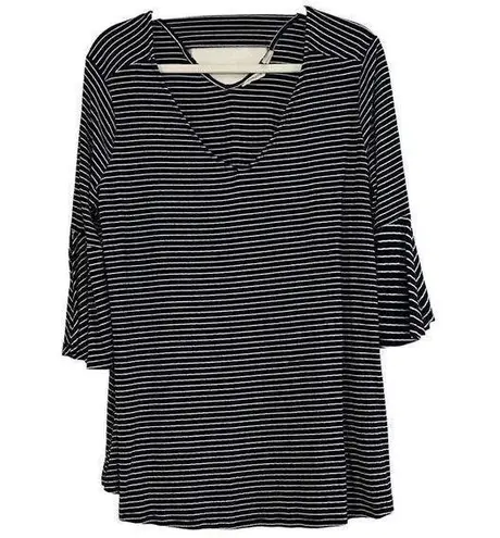 Westbound  Women’s Striped Blouse Cutout in Back  Bell Sleeves XL