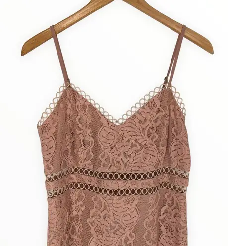 Storia  Blush Pink Lace Trim Dress Cami Straps Sheer Panels size Medium