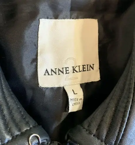 Anne Klein  size L Large 100% leather black jacket