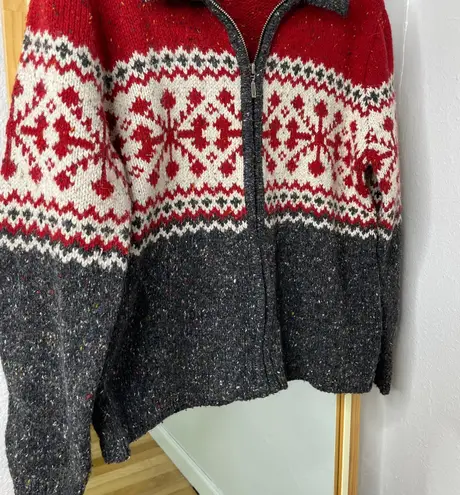 Croft & Barrow vintage Christmas fair isle zip up wool blend sweater